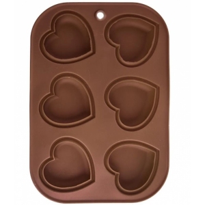 Forma silikon muffiny srdce 6 hnědá