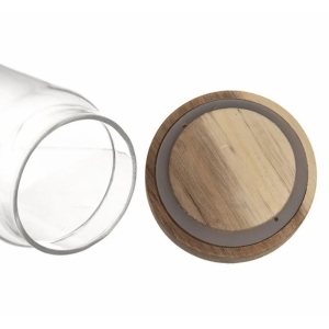 Dóza borosil. sklo/akácie 1 l kulatá