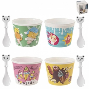 Pohár+lžička UH zmrzlinka Ice 0,3 l 4 ks mix