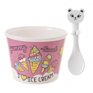 Pohár+lžička UH zmrzlinka Ice 0,3 l 4 ks mix