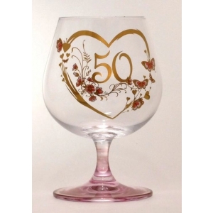 Sklenice Brandy - výročí 50 - růžová