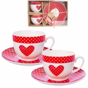Hrnek porc.+podšálek TEČKA 0,28 l, 2 ks