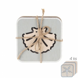 Podtácek dřevo SEA 10x10 cm 4 ks mix