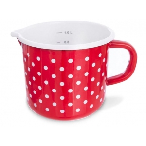 Hrnek smalt TEČKA 1,2 l, pr. 12 cm výlevka