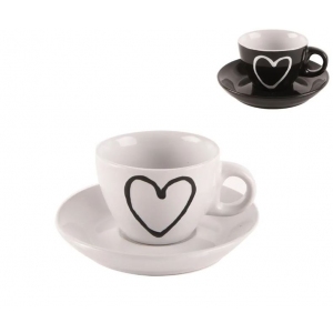 Hrnek ker.+podšálek SRDCE 0,09 l mix