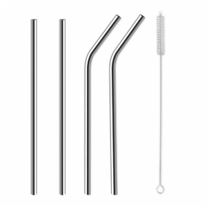 Brčko nerez nápojové 4 ks 18 cm+kartáček