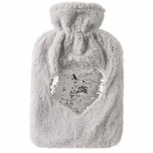 Termofor guma/polyester glitter SRDCE 1,6 l šedá