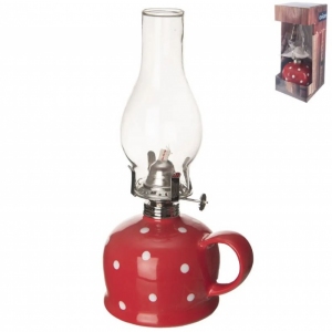 Lampa petrolejová keramika/sklo/kov TEČKA