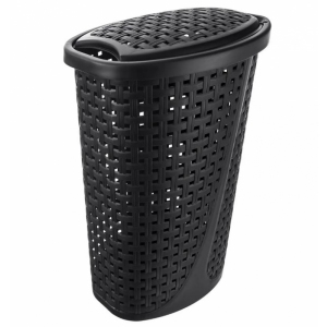Koš na prádlo s víkem SLIM 45 l černý
