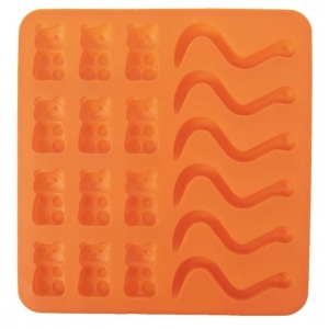 Forma silikon gumídci/žížaly 18 oranžová