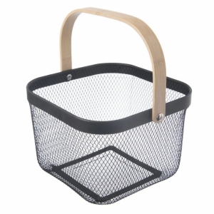 Košík kov/bambus RADKA 27x24,5x16,5 cm