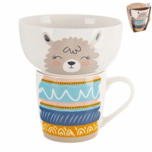 Hrnek+miska porc. lama 0,35 l set