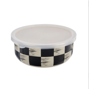 Miska smalt ŠACHOVNICE Lem+UH víčko pr. 15,5 cm