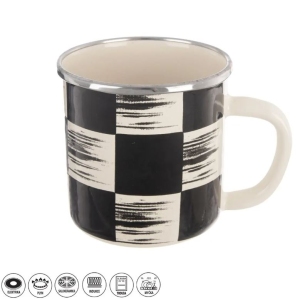 Hrnek smalt ŠACHOVNICE Lem 0,41 l, pr. 8,8 cm