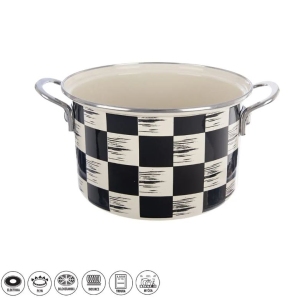 Hrnec smalt ŠACHOVNICE Lem 3 l