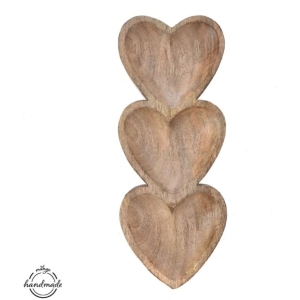 Miska dřevo MANGO srdce servír. dělená 40,5x16 cm