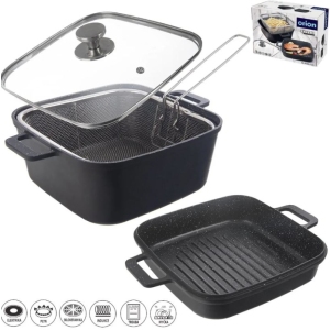 Pekáč GRANDE oboustr.+fritéza 32,5x24,5x16,5 cm skl. víko