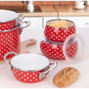 Miska smalt TEČKA Lem+víčko pr. 15,5 cm