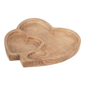 Tác dřevo MANGO srdce 23x20 cm dělený