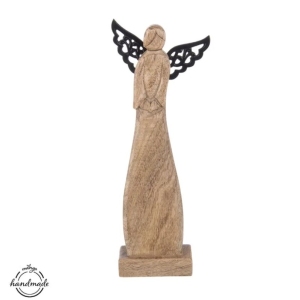 Anděl dřevo/kov MANGO v. 34,5 cm
