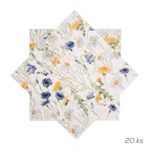 Ubrousek papír jarní květy 20 ks 33x33 cm modrá