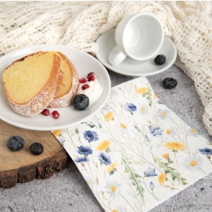 Ubrousek papír jarní květy 20 ks 33x33 cm modrá