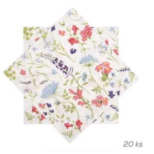 Ubrousek papír květy 20 ks 33x33 cm růžová