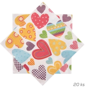 Ubrousek papír SRDCE 20 ks 33x33 cm