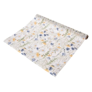 Ubrus-běhoun papír jarní květy 180x40 cm modrá