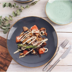 Talíř ker. mělký GLAZE pr. 27 cm šedá