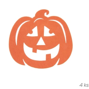 Podtácek-dekorace polyester Halloween dýně 4 ks