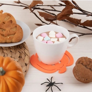 Podtácek-dekorace polyester Halloween dýně 4 ks