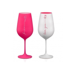 SKLENICE VIOLA LOVE růžová/bílá 550ml a 2ks