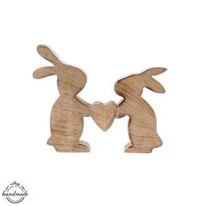 Zajíc dřevo MANGO srdce dekorace