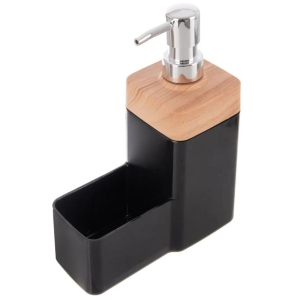 Dávkovač saponátu UH BLACK Wooden s organizérem 0,38 l černá