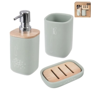 Sada koupelnová polyresin/gum. dřevo GREENISH 3 ks