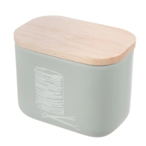 Dóza polyresin/gum. dřevo na vatové tyčinky a tamp. GREENISH