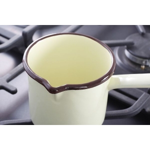 Hrnek smaltovaný s rukojetí žlutý 10cm