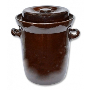 Zelák rovný s víkem keramický hnědý 5l