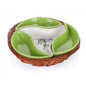 Banquet 601556BO Sada 4 ks misek v proutěném košíku 23 cm